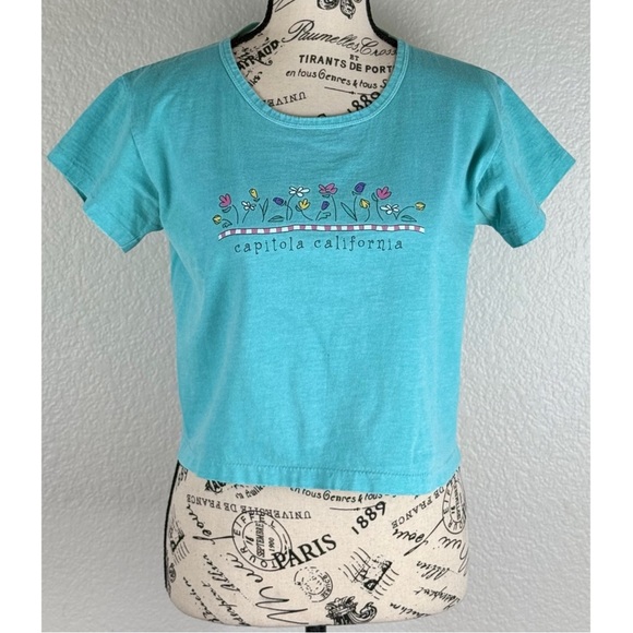 Vintage Womens Anvil Y2K Tag Capitola California Cropped Tee, size Medium - Picture 3 of 9